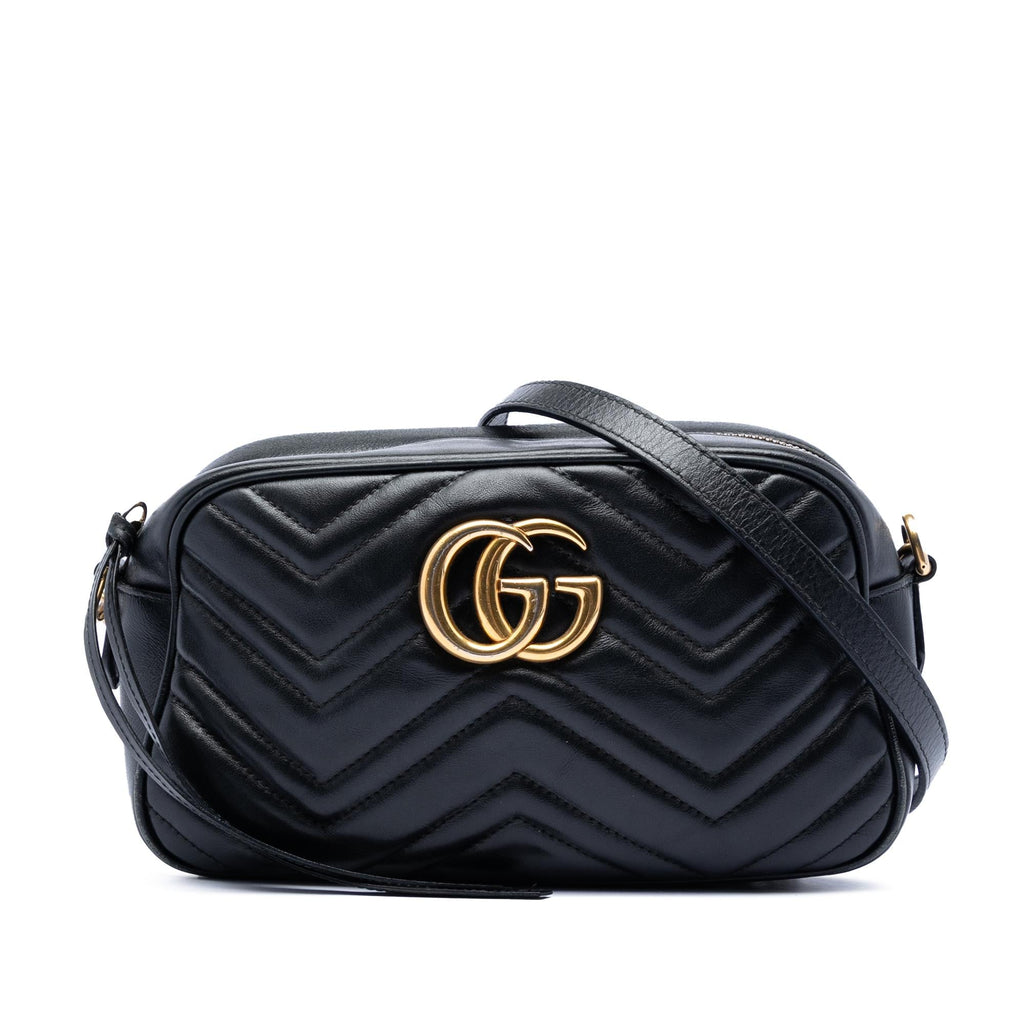 Gucci Small GG Marmont Matelasse Calfskin Crossbody Bag - Black