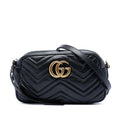 Gucci Small GG Marmont Matelasse Calfskin Crossbody Bag - Black