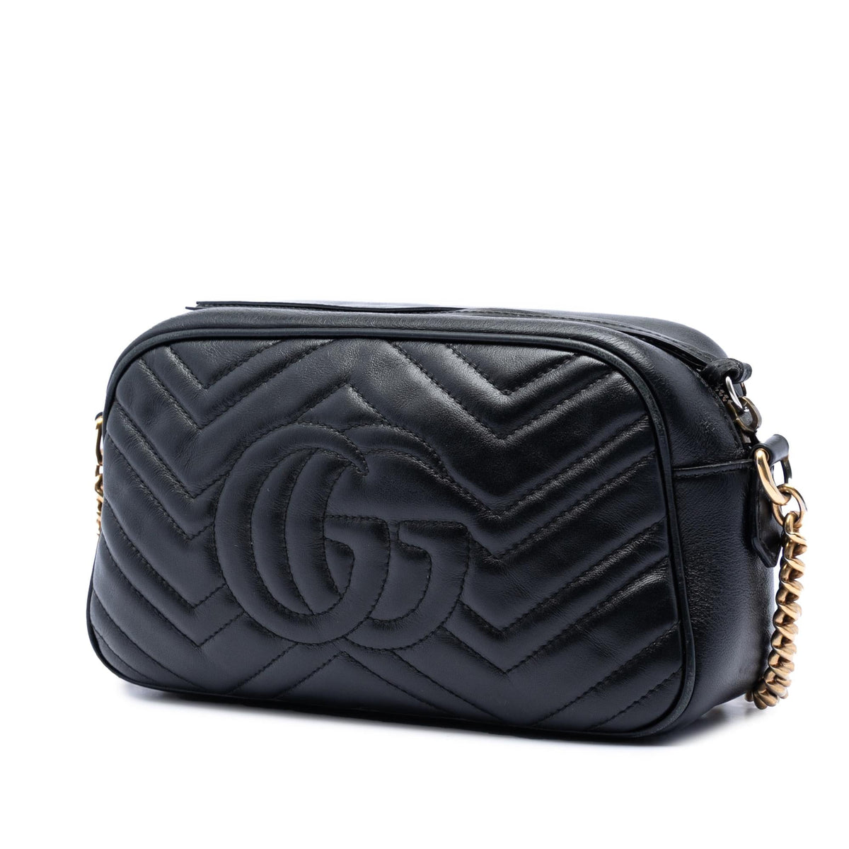 Gucci Small GG Marmont Matelasse Calfskin Crossbody Bag - Black