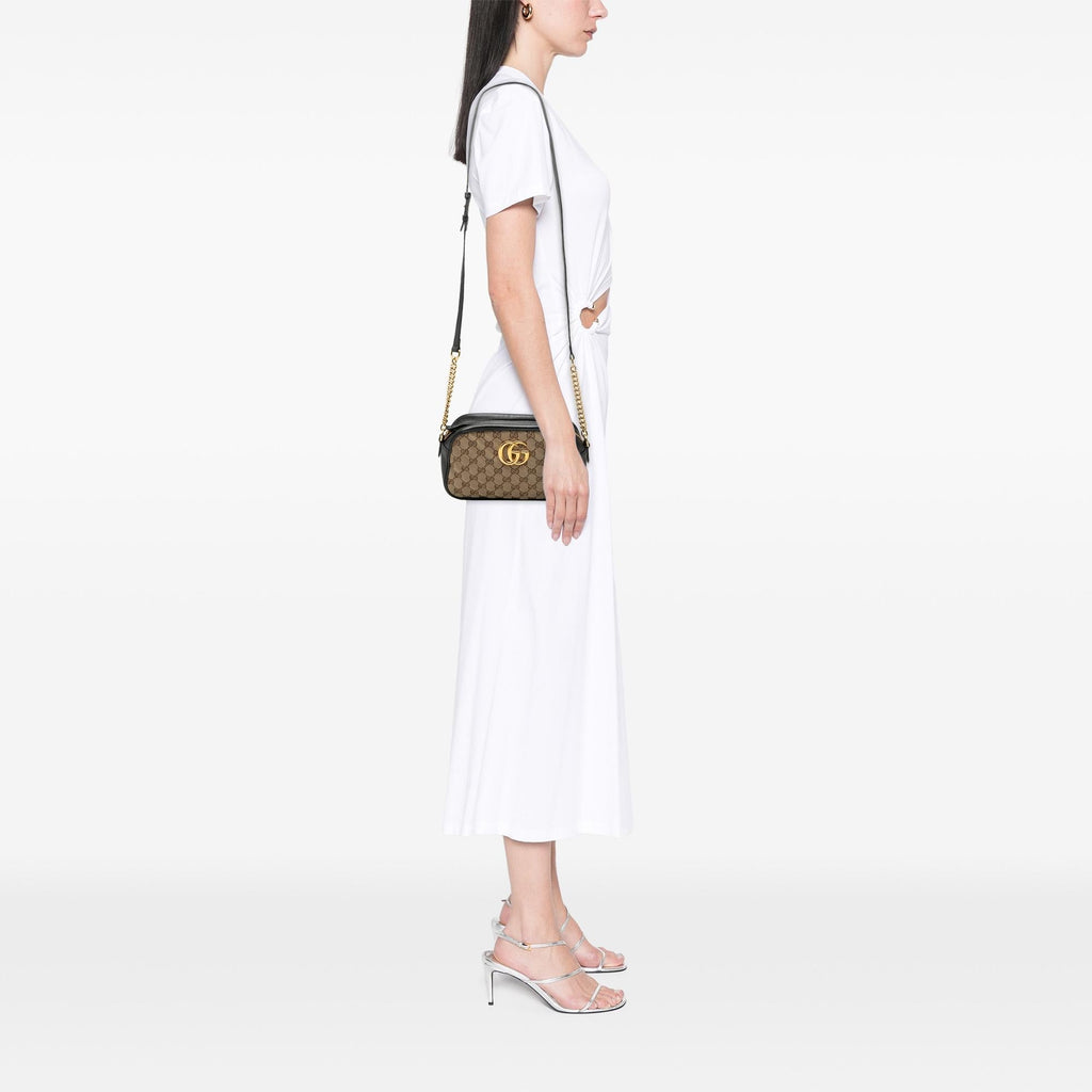 Gucci Small GG Marmont Matelasse GG Canvas and Leather Crossbody Bag - Beige