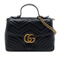 Gucci Small GG Marmont Matelasse Leather Top Handle Bag - Black