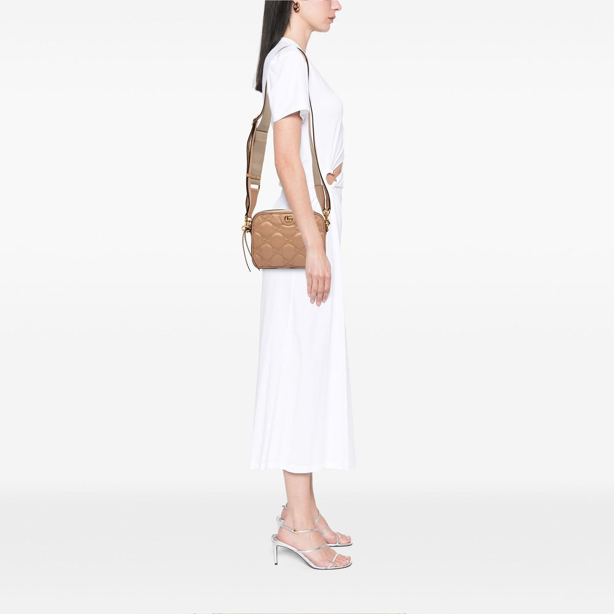 Gucci Small GG Matelasse Calfskin Crossbody Bag - Beige