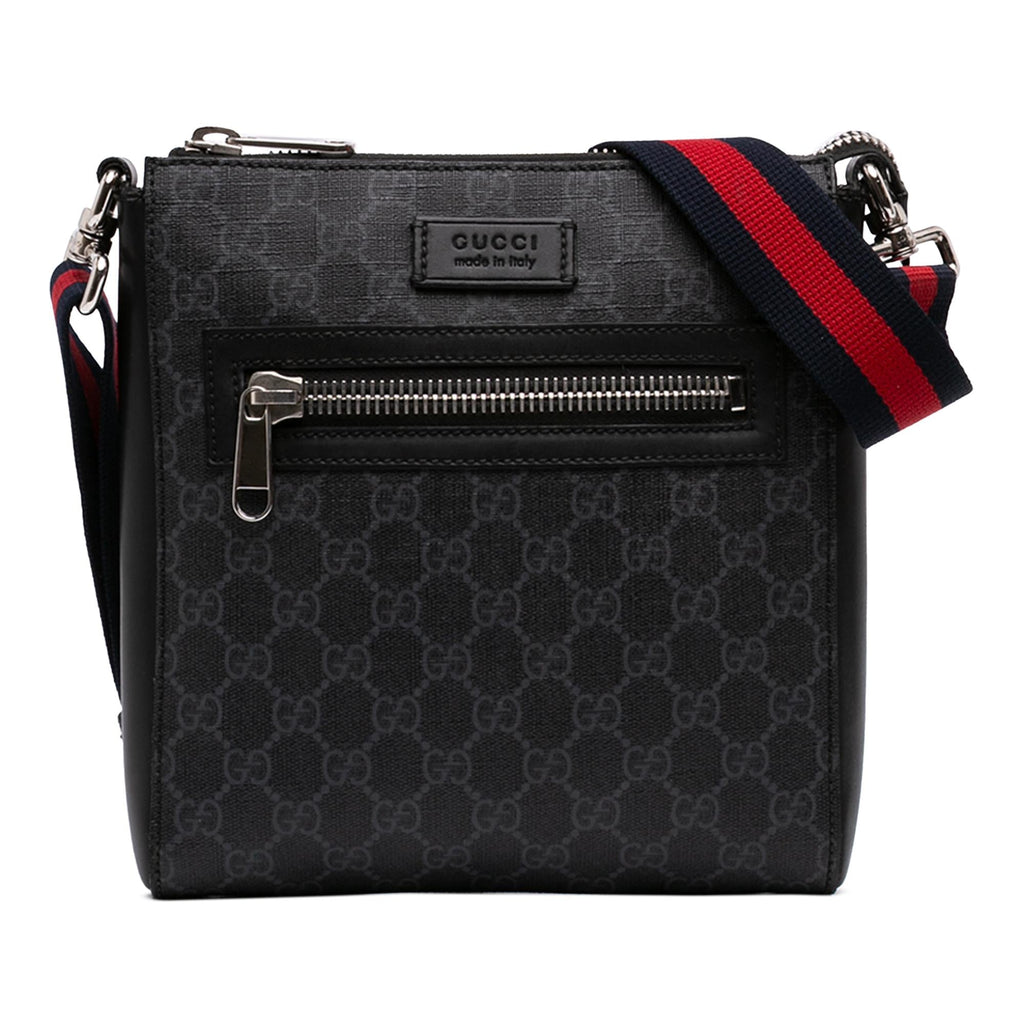 Gucci Small GG Supreme Web Messenger Bag - Black