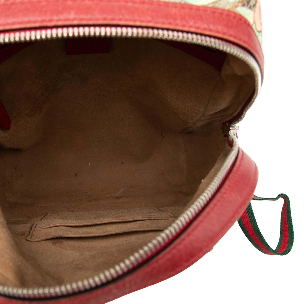 Gucci Small GG Supreme Web Tian Backpack - Beige/Red