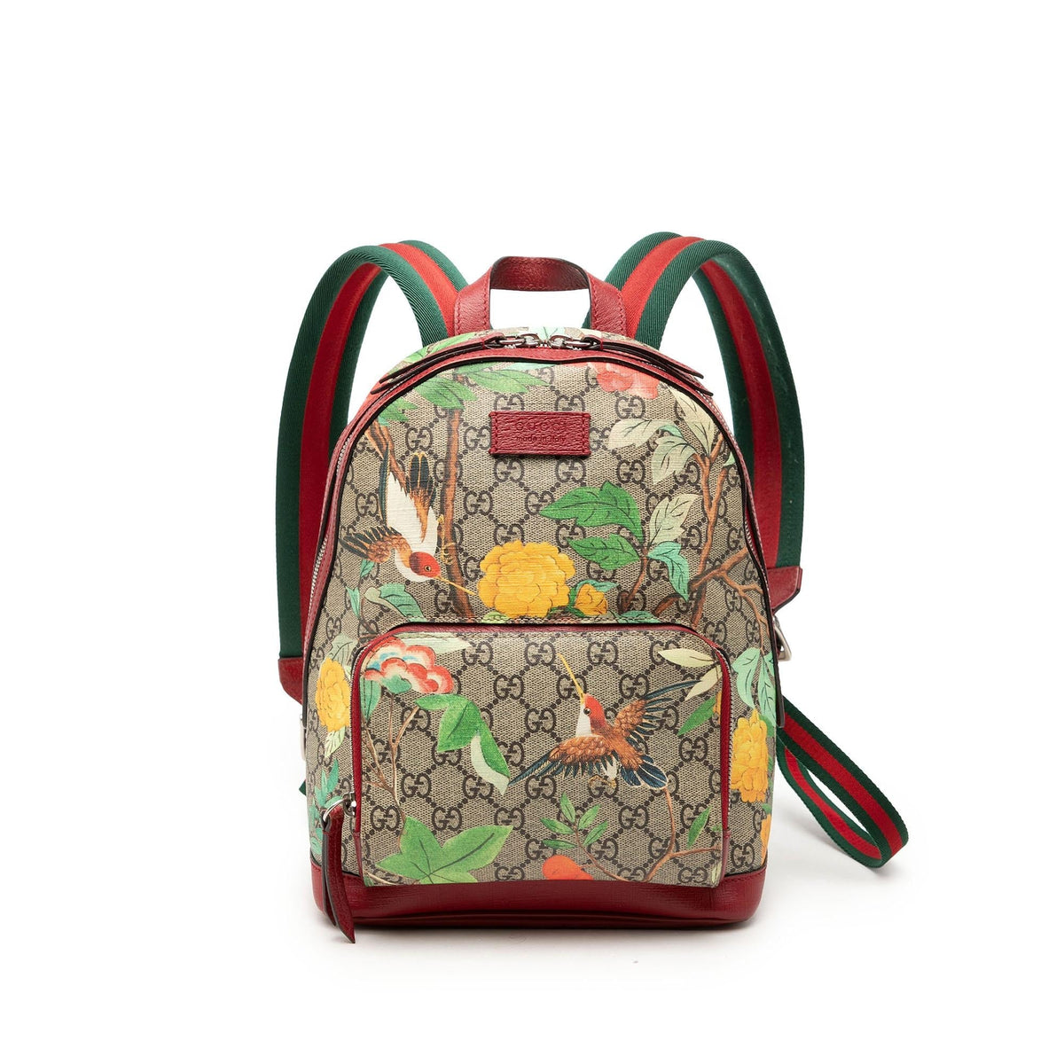 Gucci Small GG Supreme Web Tian Backpack - Beige/Red