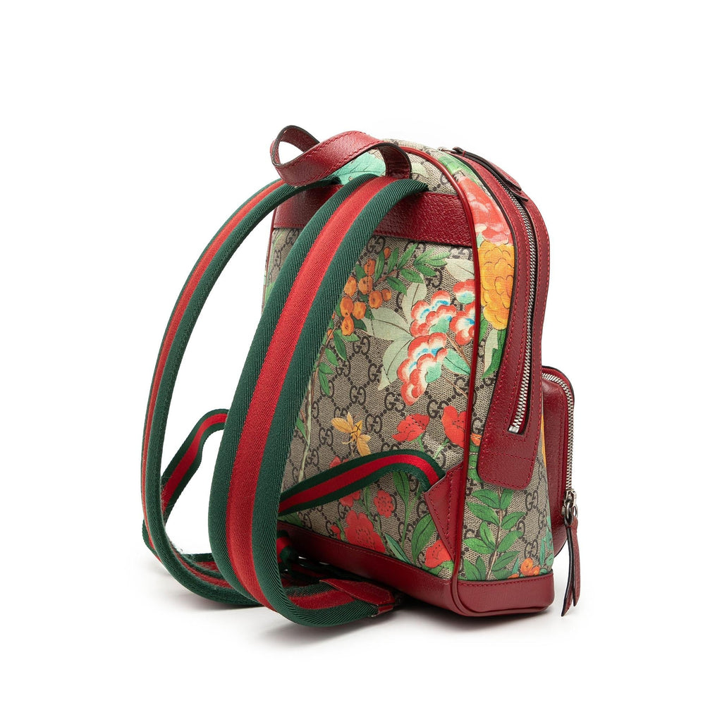 Gucci Small GG Supreme Web Tian Backpack - Beige/Red