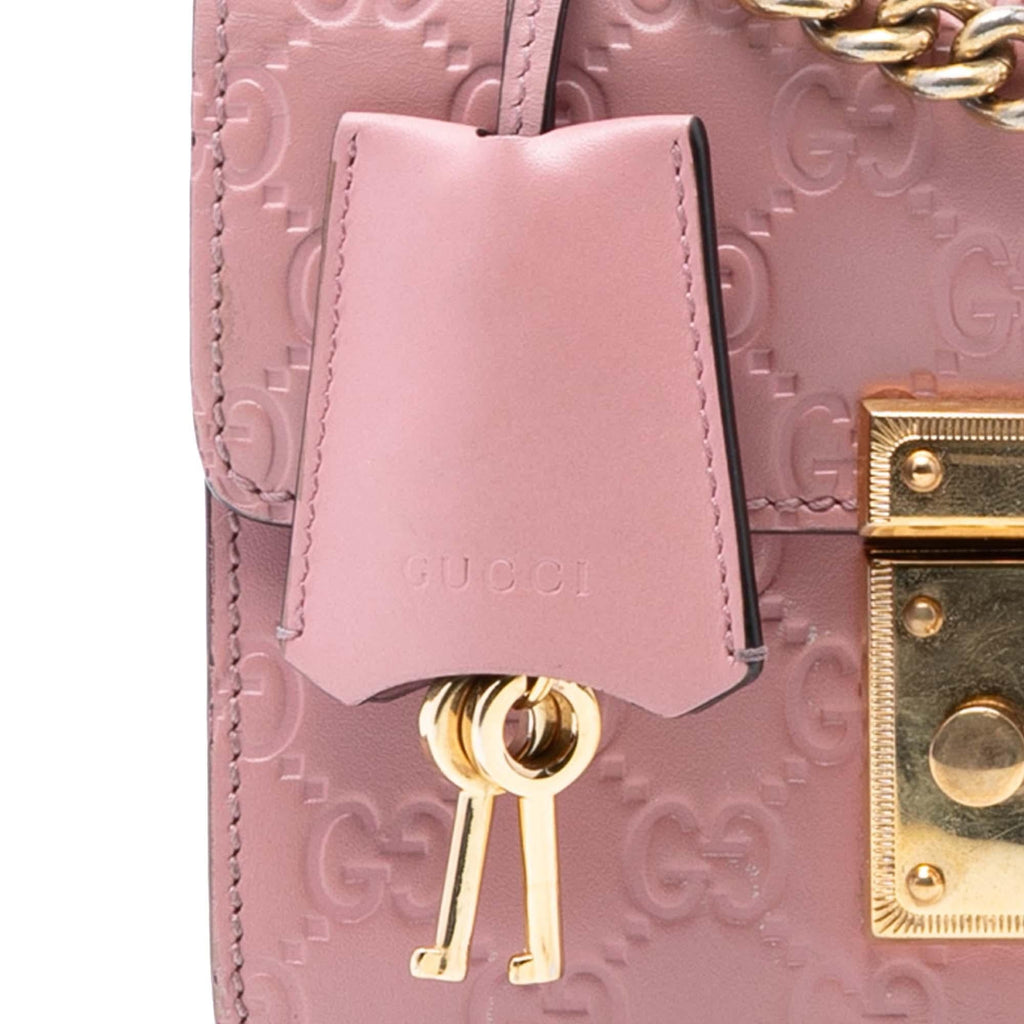Gucci Small Guccissima Padlock Crossbody Bag - Pink