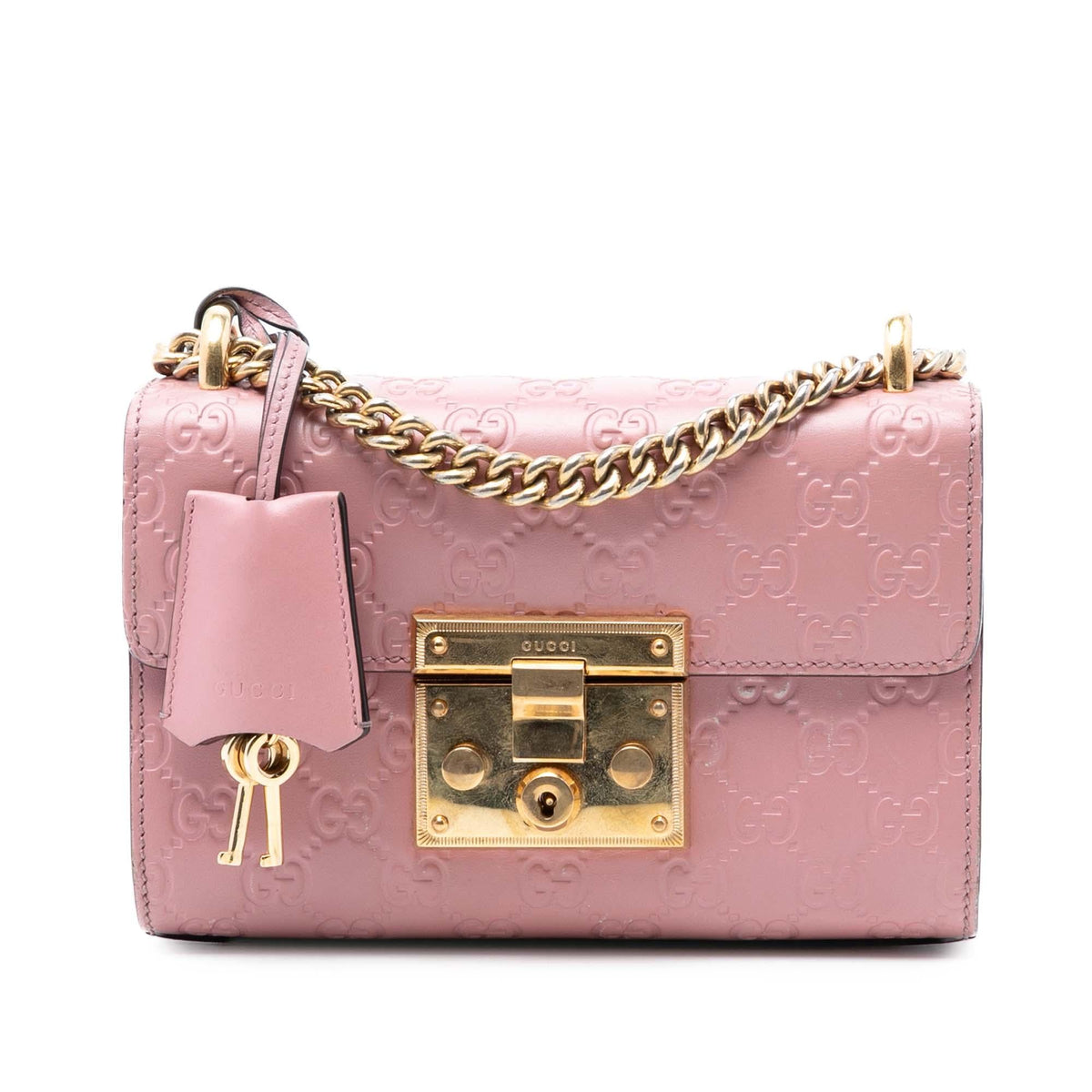 Gucci Small Guccissima Padlock Crossbody Bag - Pink