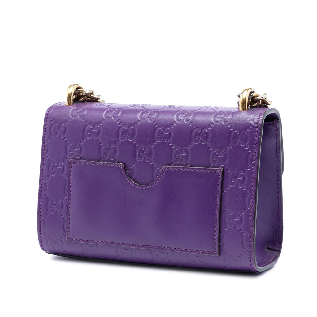 Gucci Small Guccissima Padlock Crossbody Bag - Purple