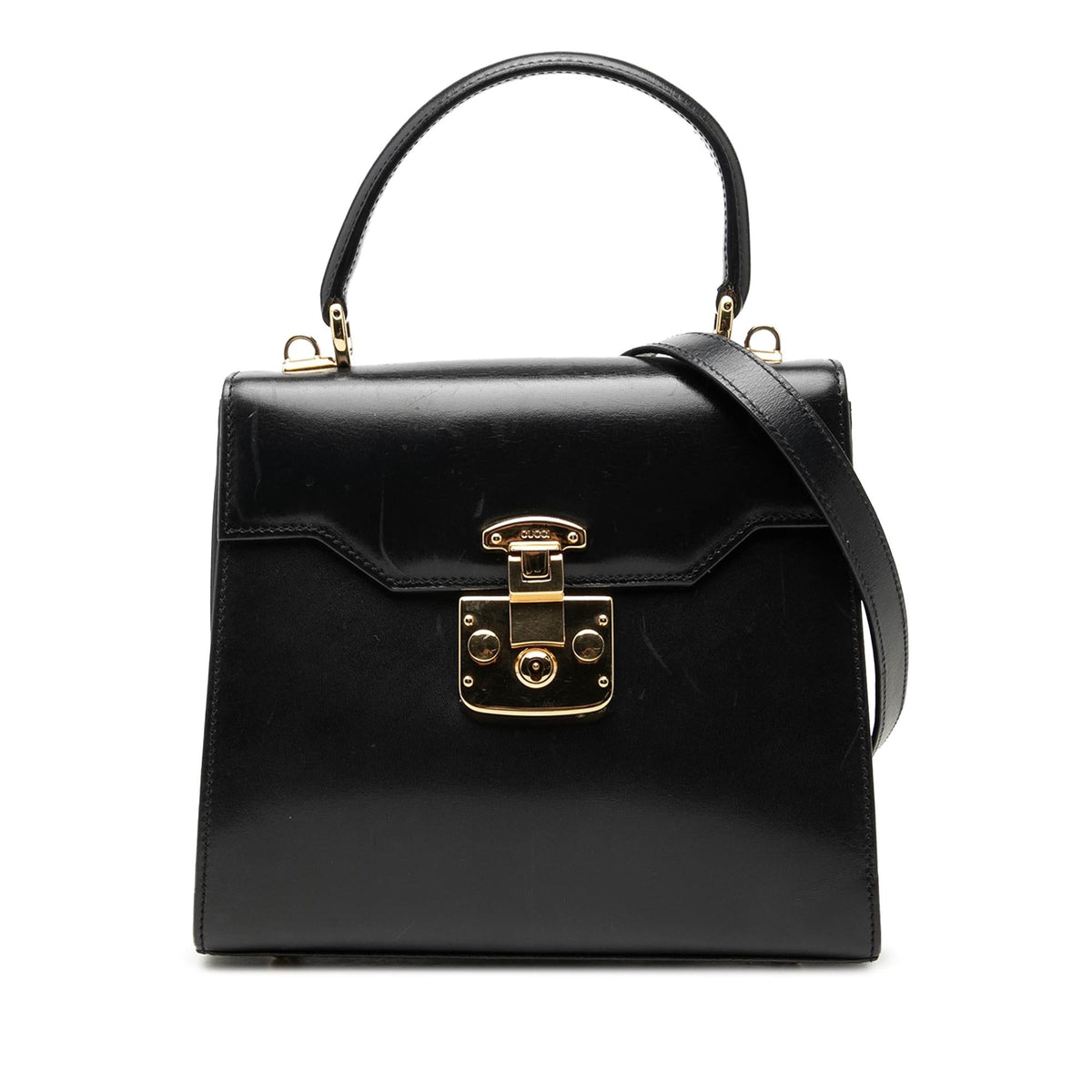 Gucci Smooth Calfskin Lady Lock Satchel - Black