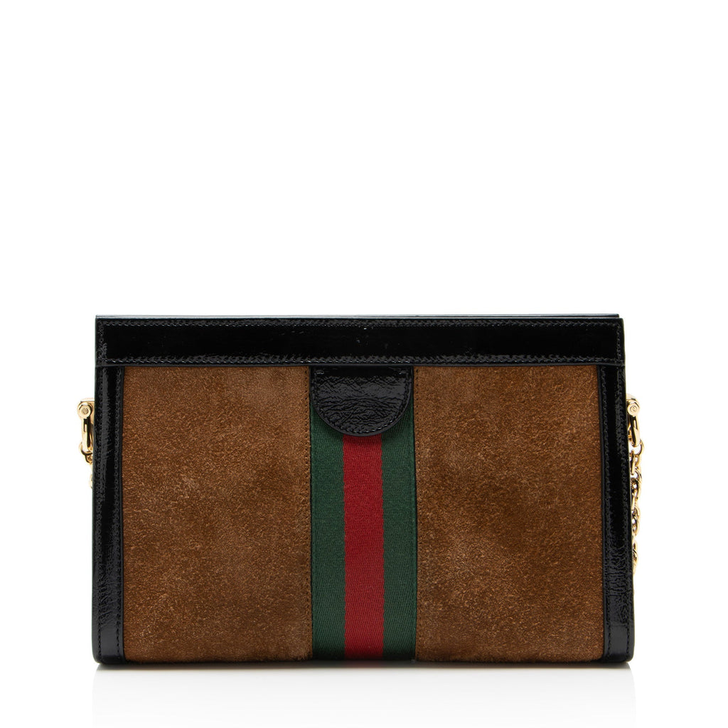 Gucci Suede Ophidia Medium Chain Shoulder Bag - Black/Brown