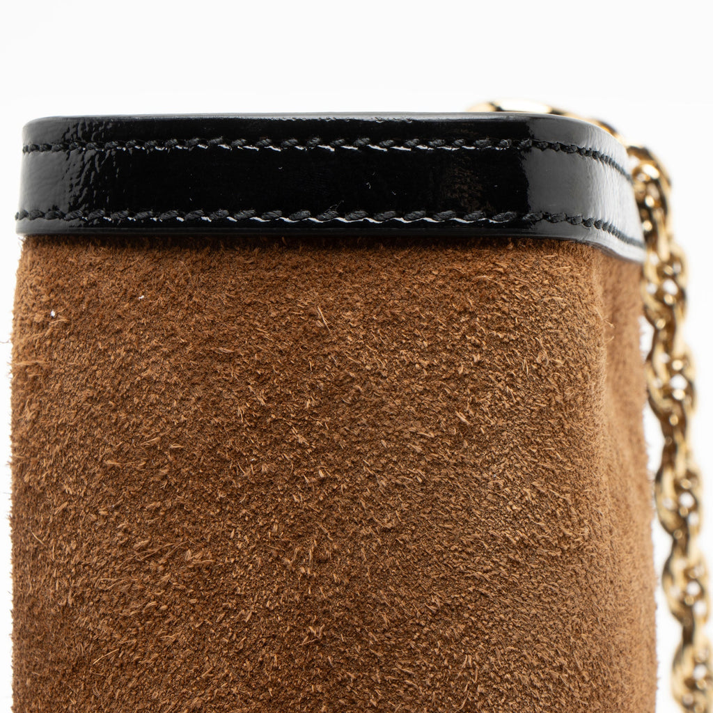 Gucci Suede Ophidia Medium Chain Shoulder Bag - Black/Brown
