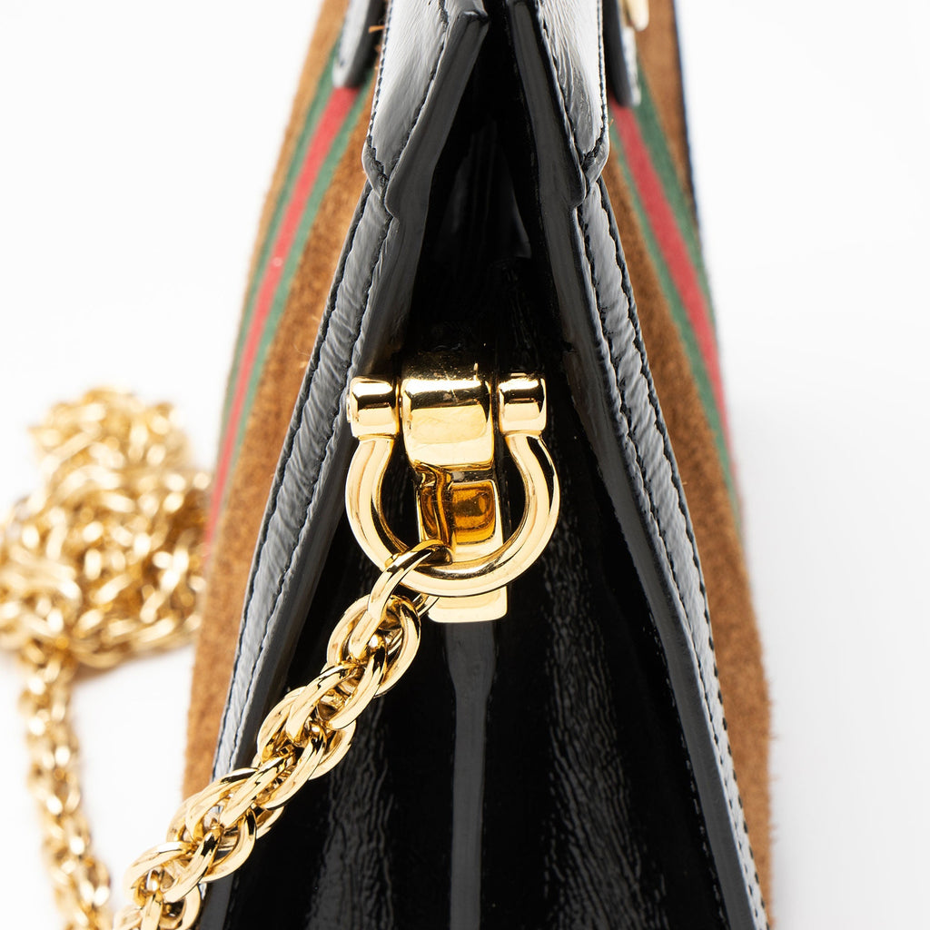 Gucci Suede Ophidia Medium Chain Shoulder Bag - Black/Brown