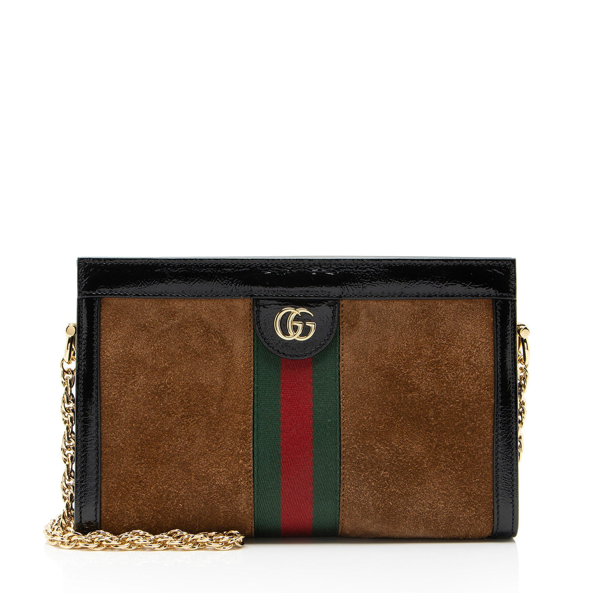 Gucci Suede Ophidia Medium Chain Shoulder Bag - Black/Brown