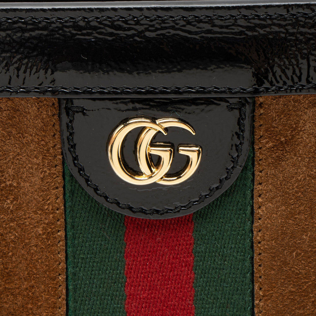 Gucci Suede Ophidia Medium Chain Shoulder Bag - Black/Brown