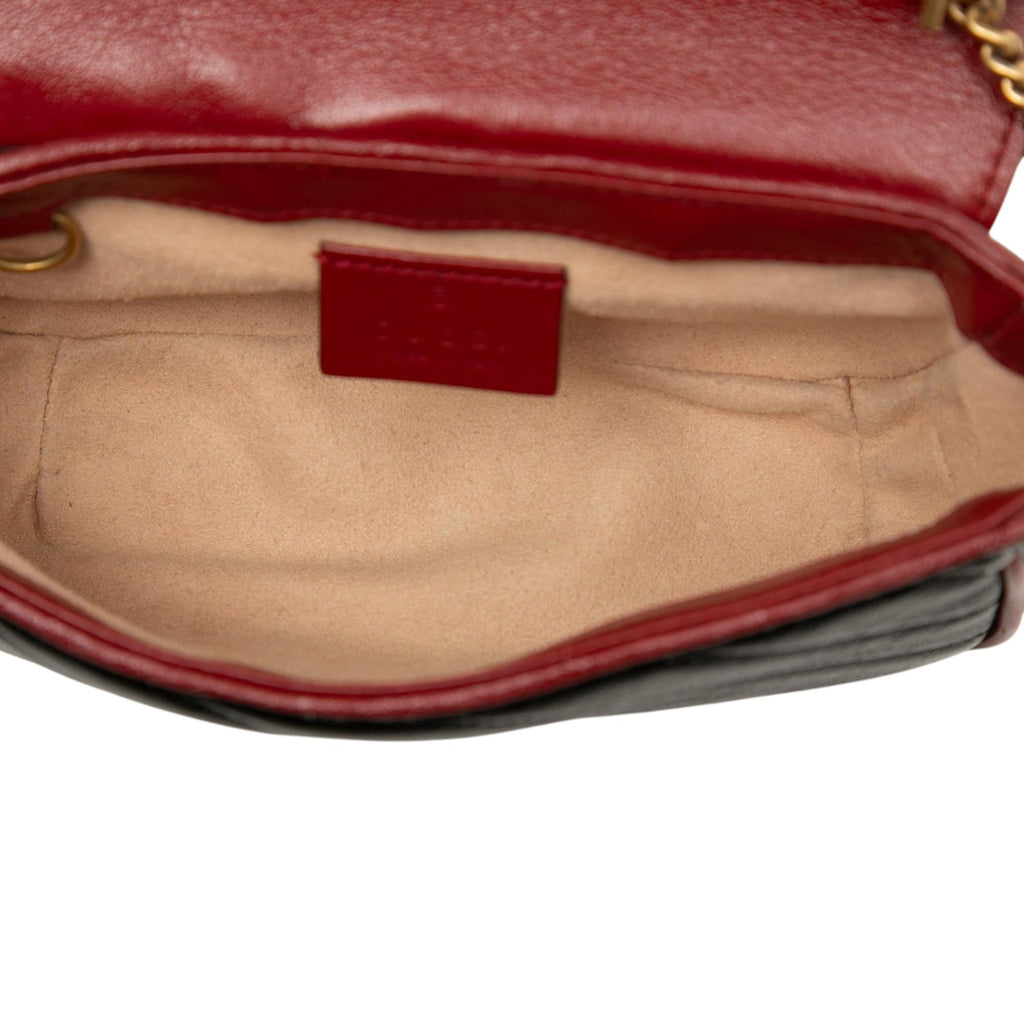 Gucci Super Mini GG Marmont Matelasse Leather Torchon Flap Crossbody Bag - Black