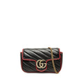 Gucci Super Mini GG Marmont Matelasse Leather Torchon Flap Crossbody Bag - Black