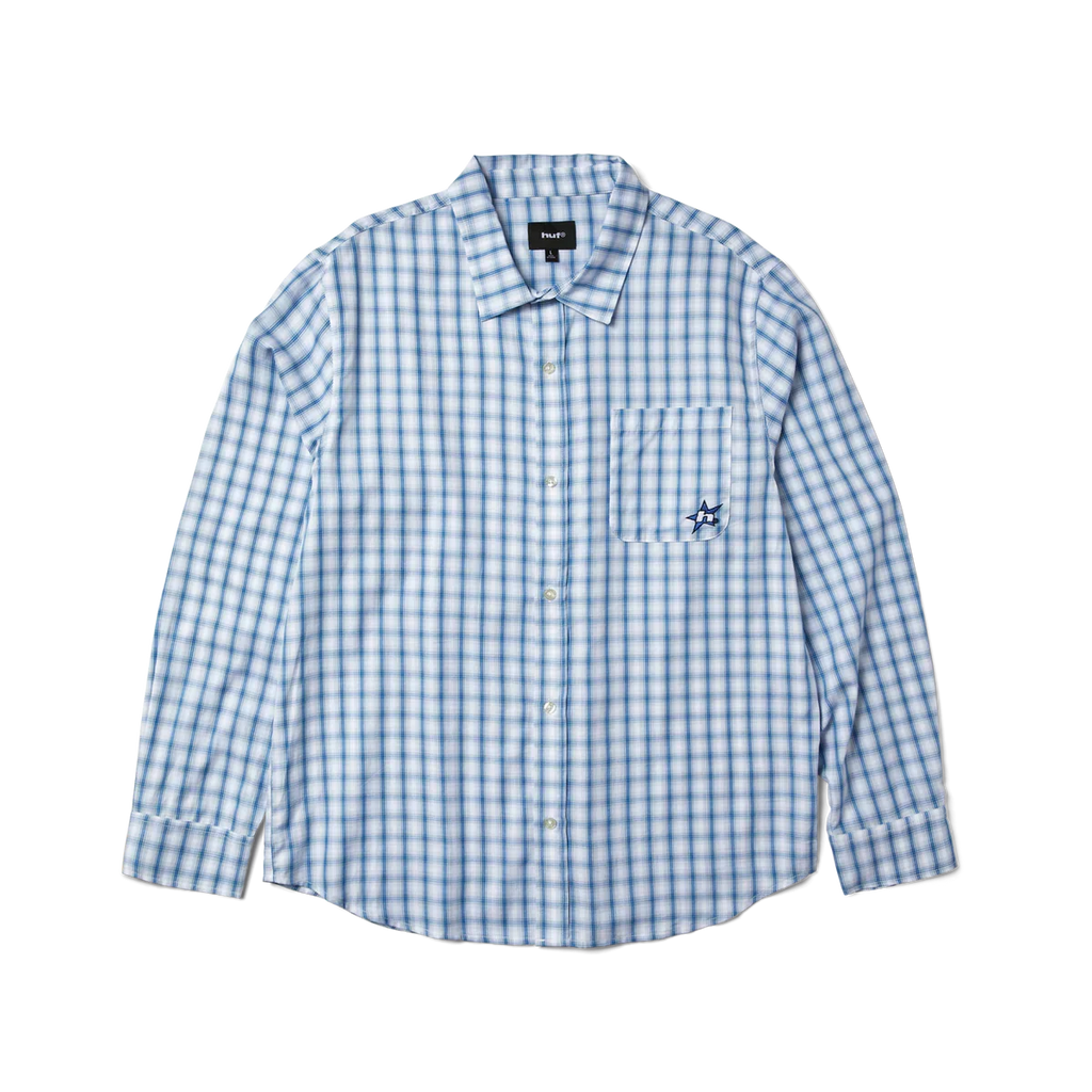 Huf Star Long Sleeve Plaid Shirt (Light Blue)