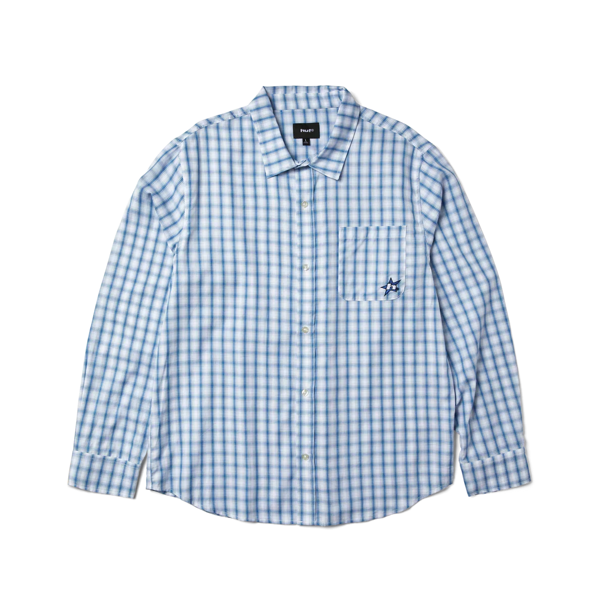 Huf Star Long Sleeve Plaid Shirt (Light Blue)