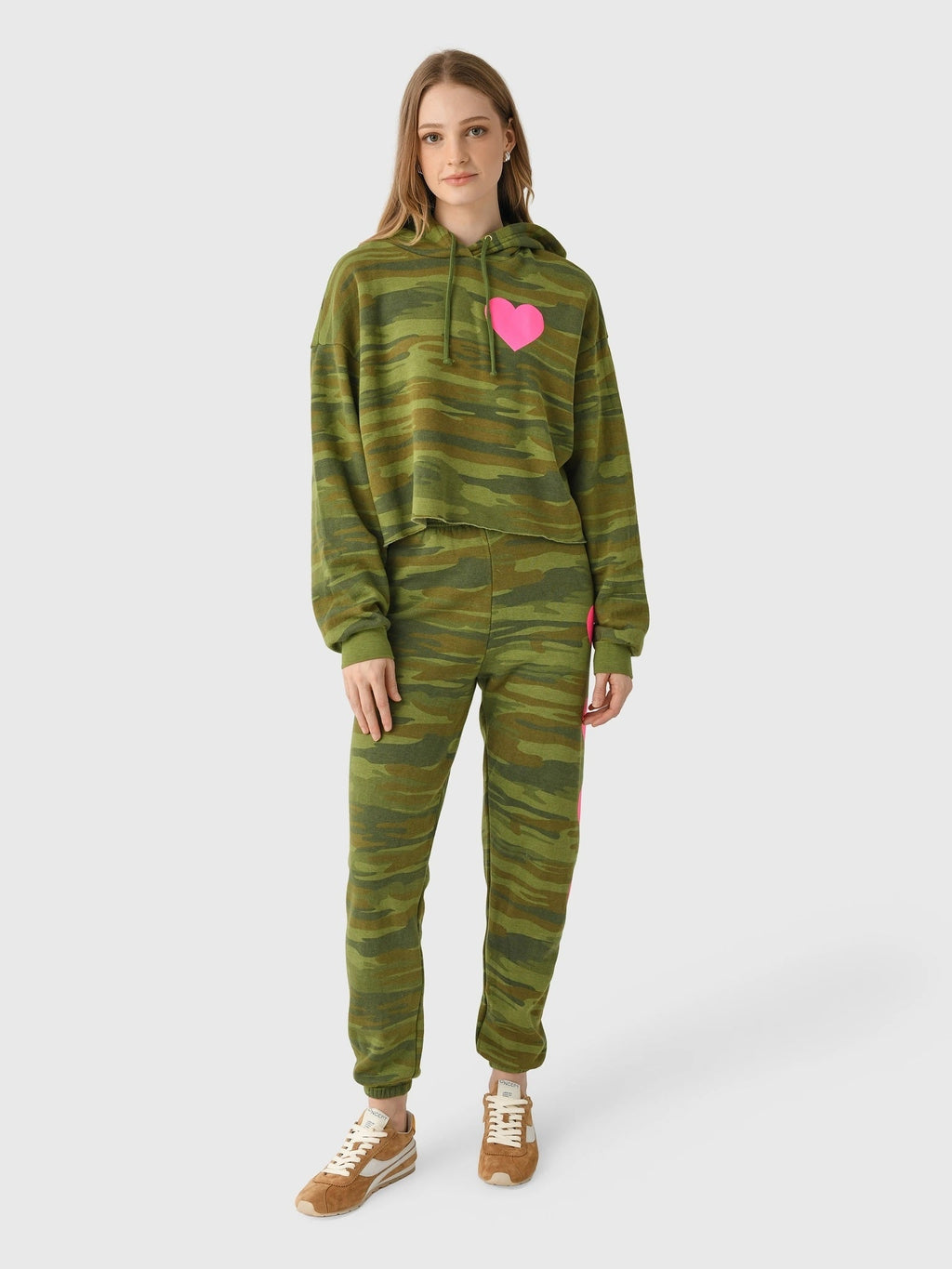 Aviator Nation Women's Heart Relaxed Cropped Pullover Hoodie