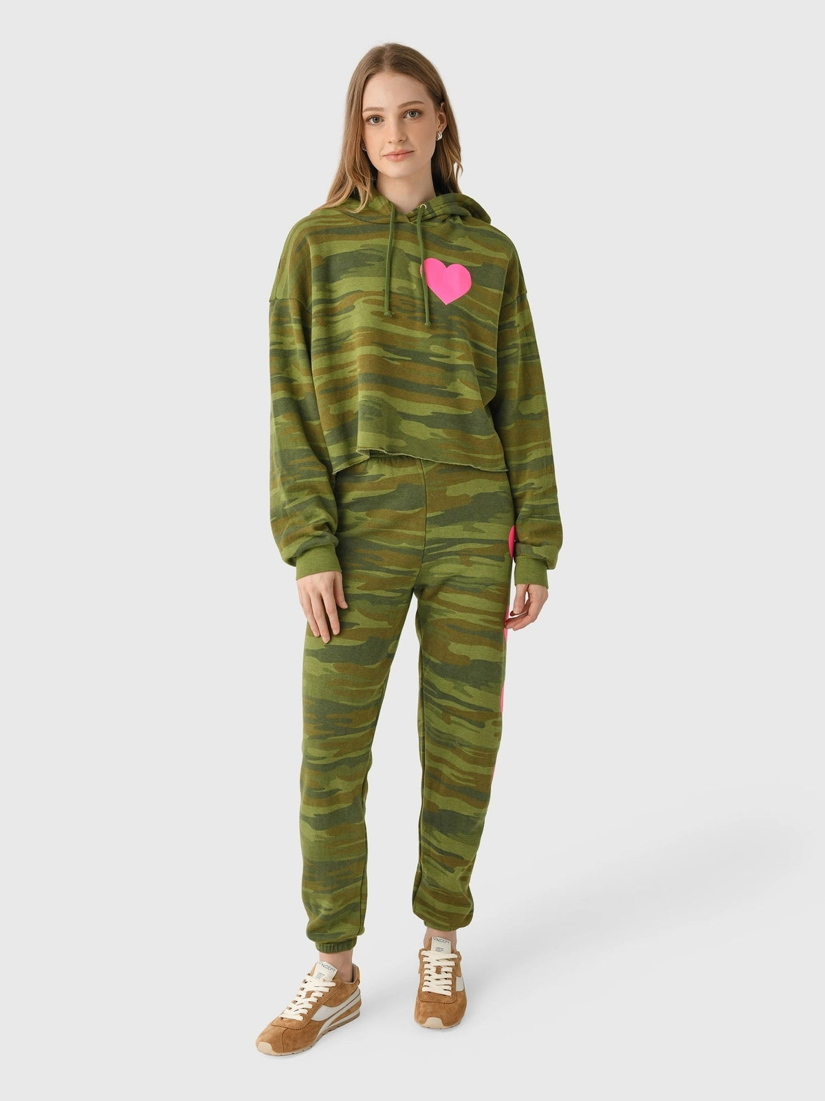 Aviator Nation Women's Heart Relaxed Cropped Pullover Hoodie