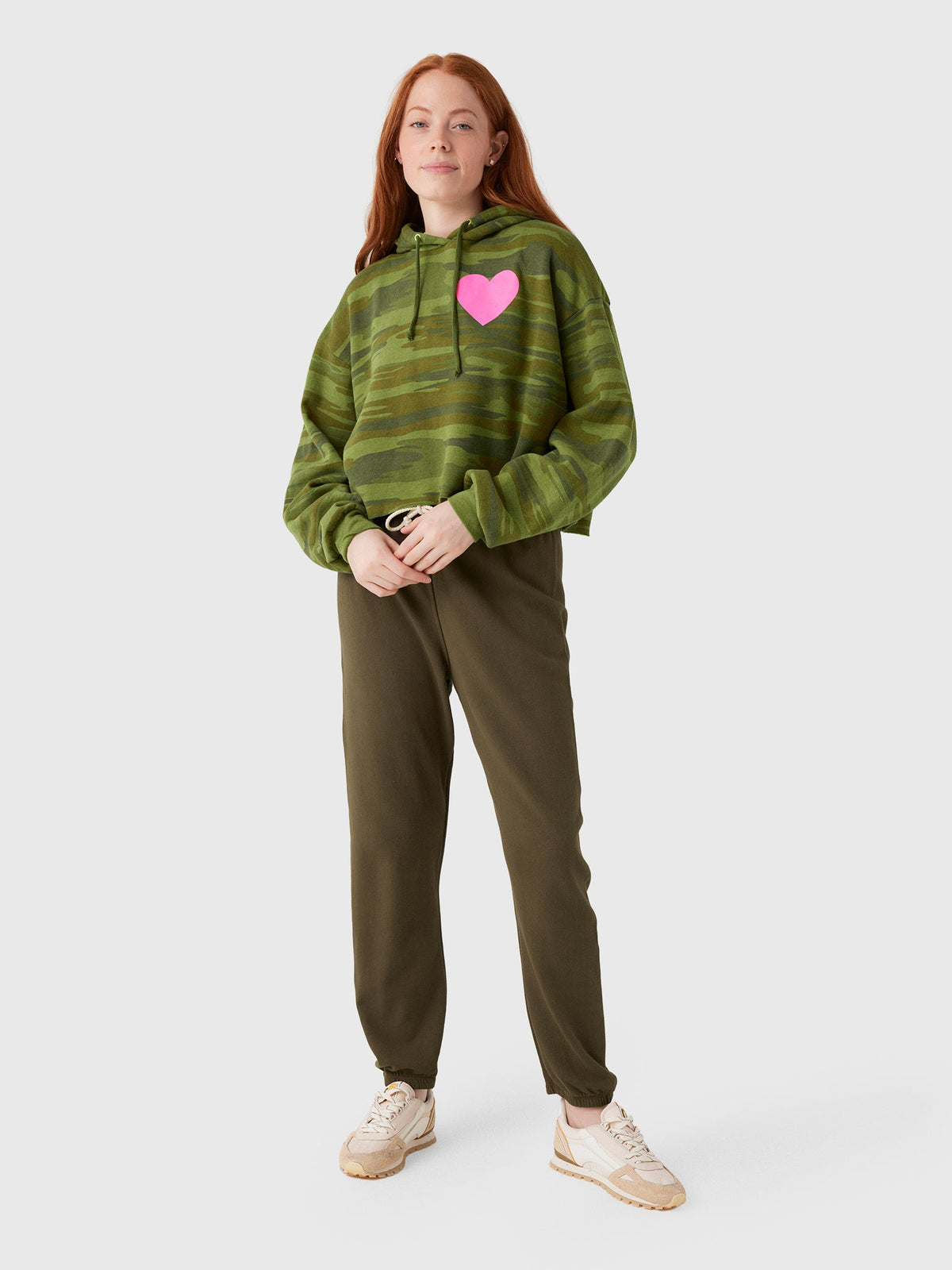 Aviator Nation Women's Heart Relaxed Cropped Pullover Hoodie