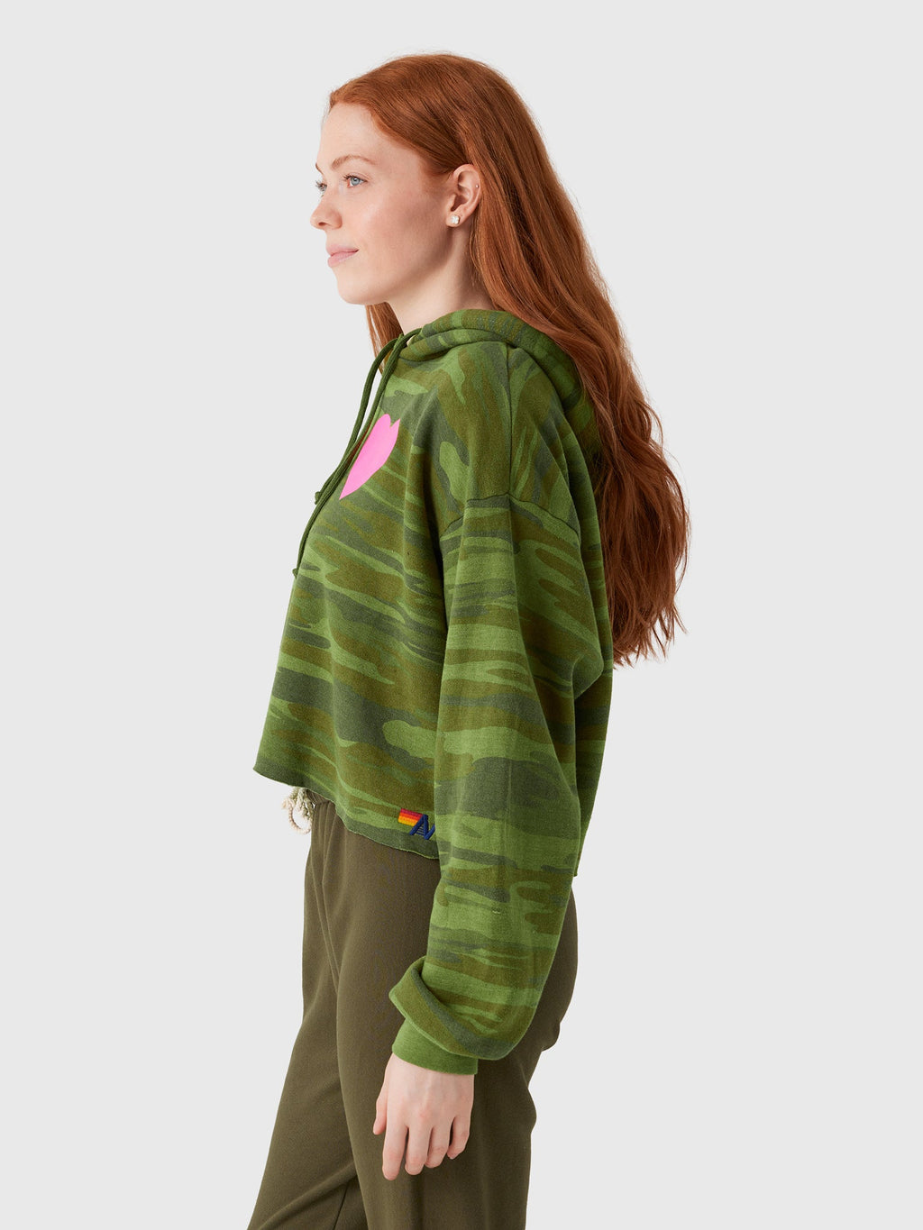 Aviator Nation Women's Heart Relaxed Cropped Pullover Hoodie