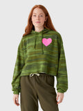 Aviator Nation Women's Heart Relaxed Cropped Pullover Hoodie