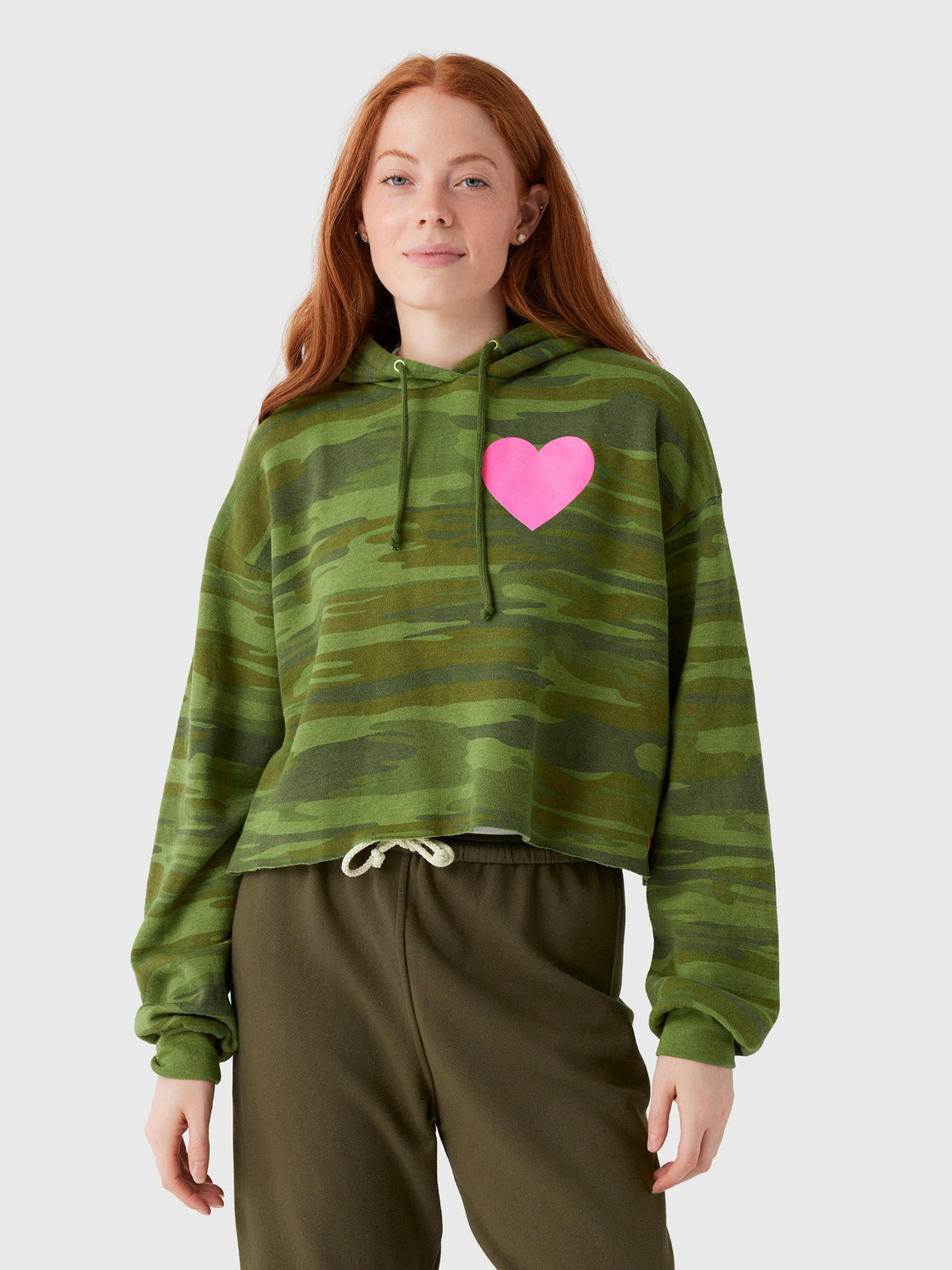 Aviator Nation Women's Heart Relaxed Cropped Pullover Hoodie
