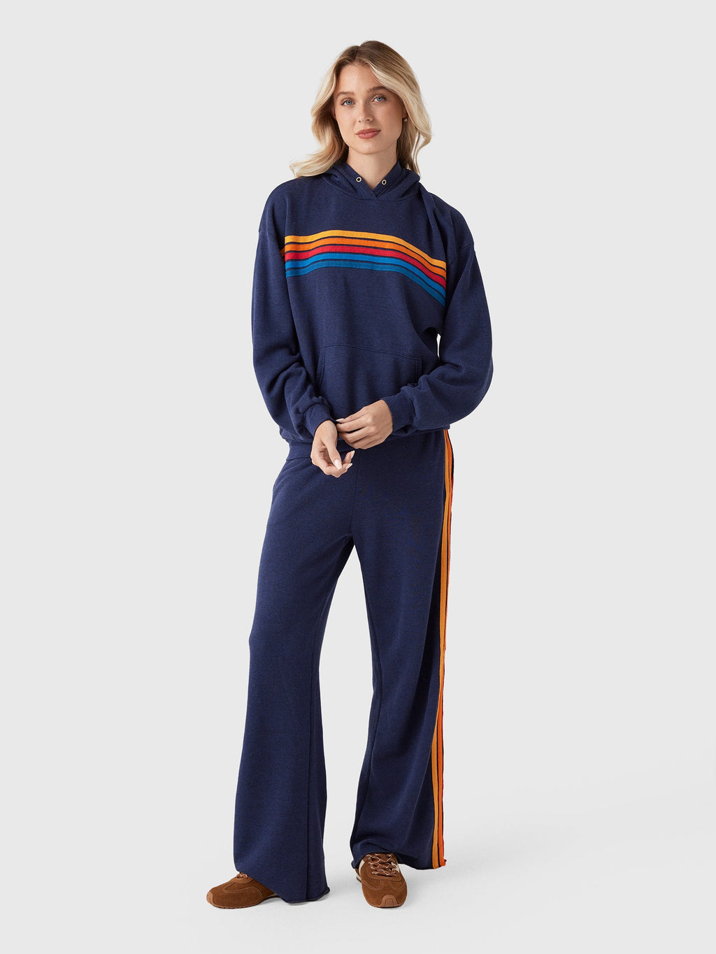 Aviator Nation Women's 5 Stripe Relaxed Pullover Hoodie