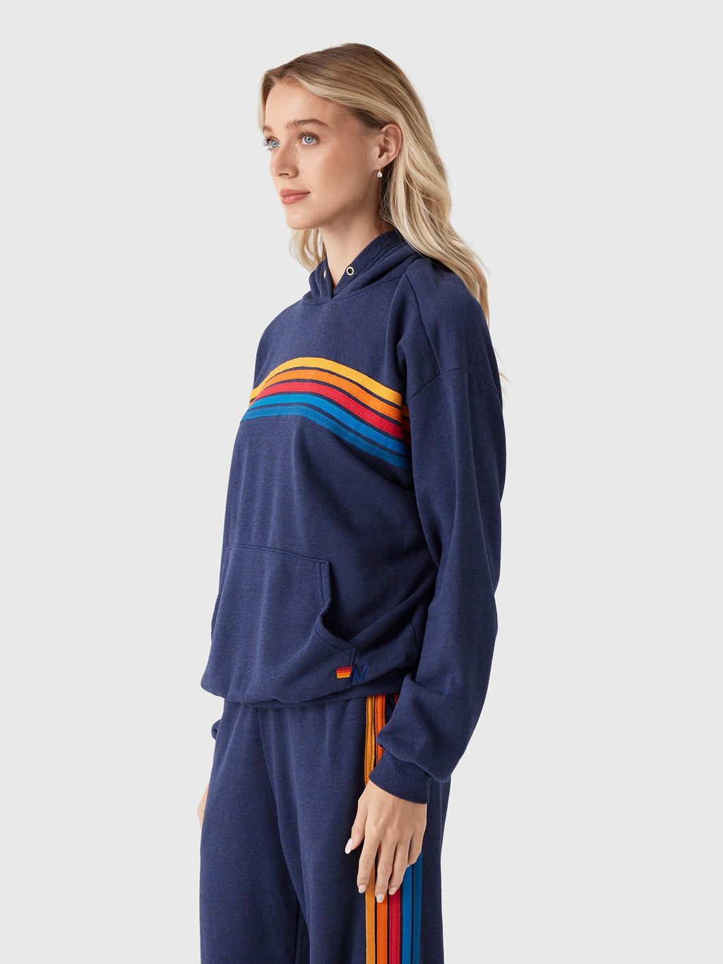 Aviator Nation Women's 5 Stripe Relaxed Pullover Hoodie