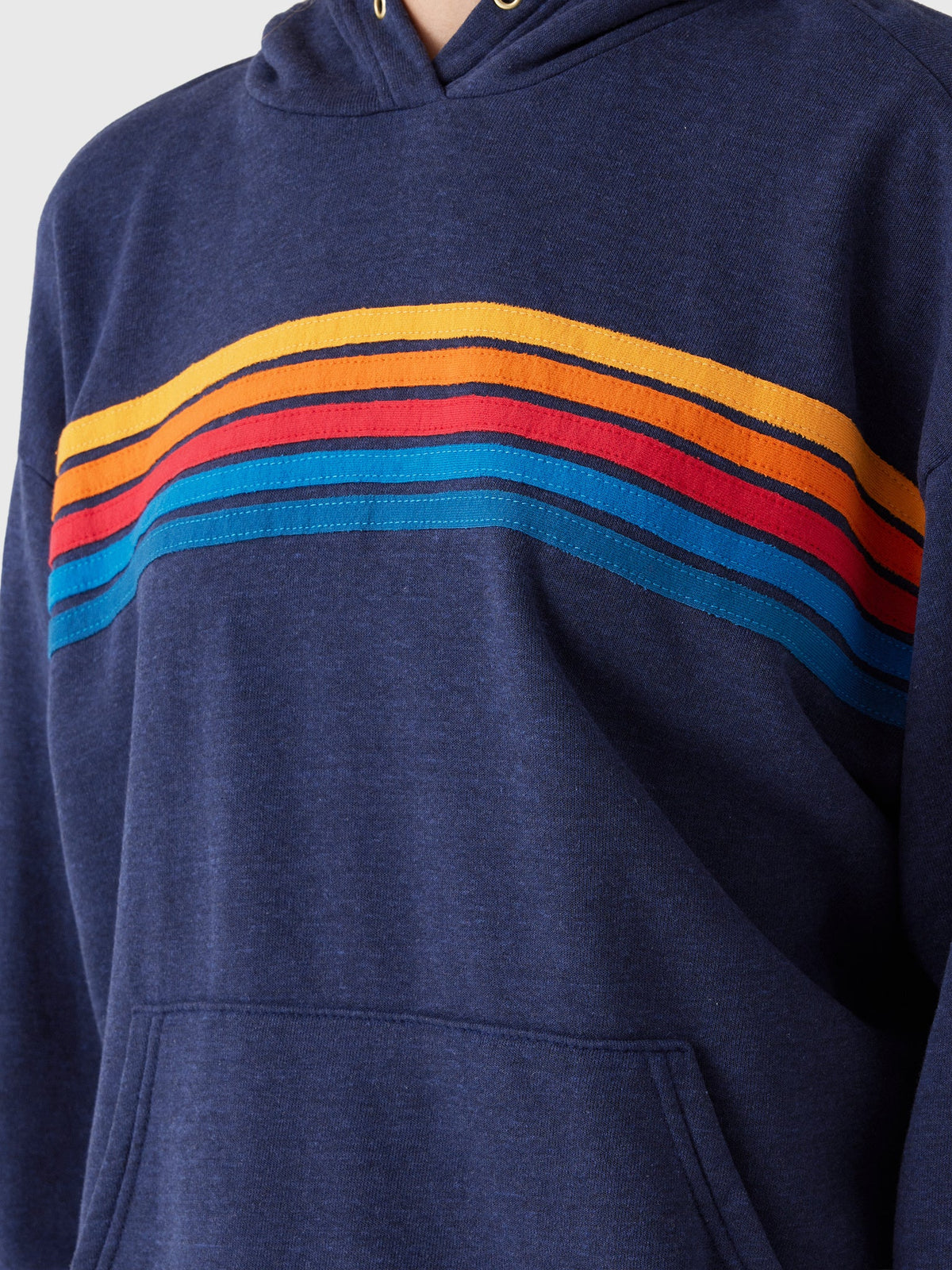 Aviator Nation Women's 5 Stripe Relaxed Pullover Hoodie