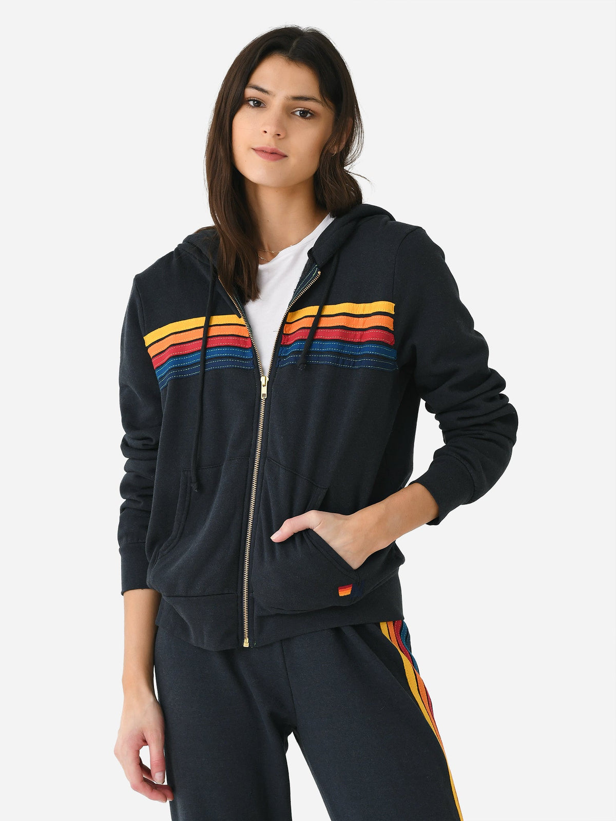 Aviator Nation Women's 5 Stripe Zip Hoodie
