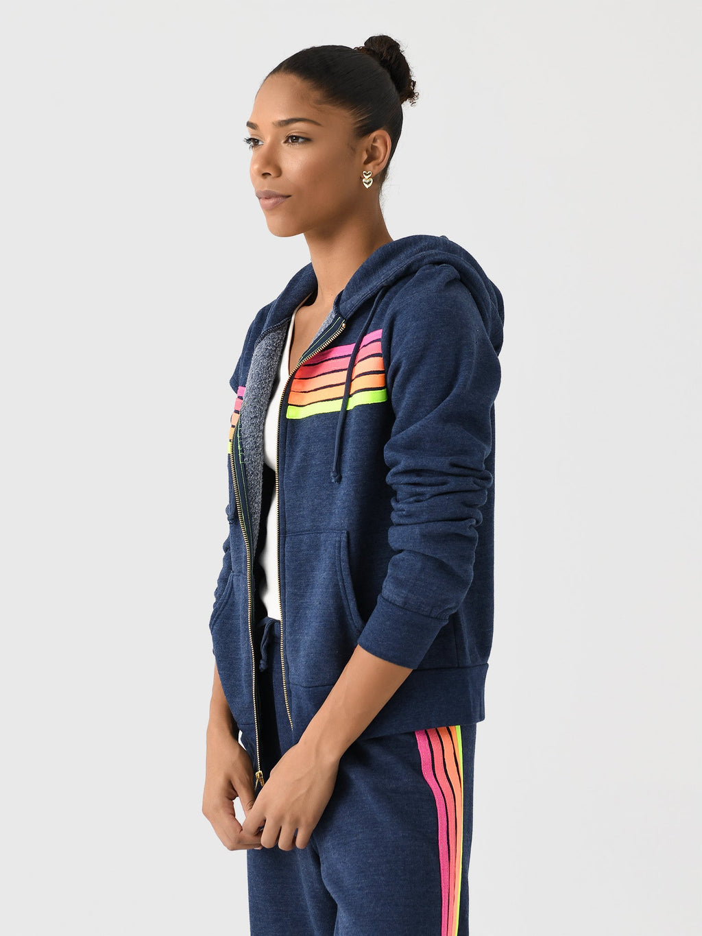 Aviator Nation Women's 5 Stripe Zip Hoodie