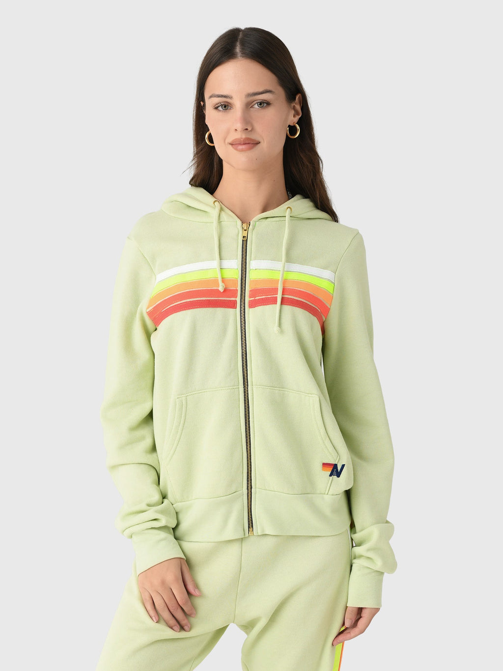 Aviator Nation Women's 5 Stripe Zip Hoodie