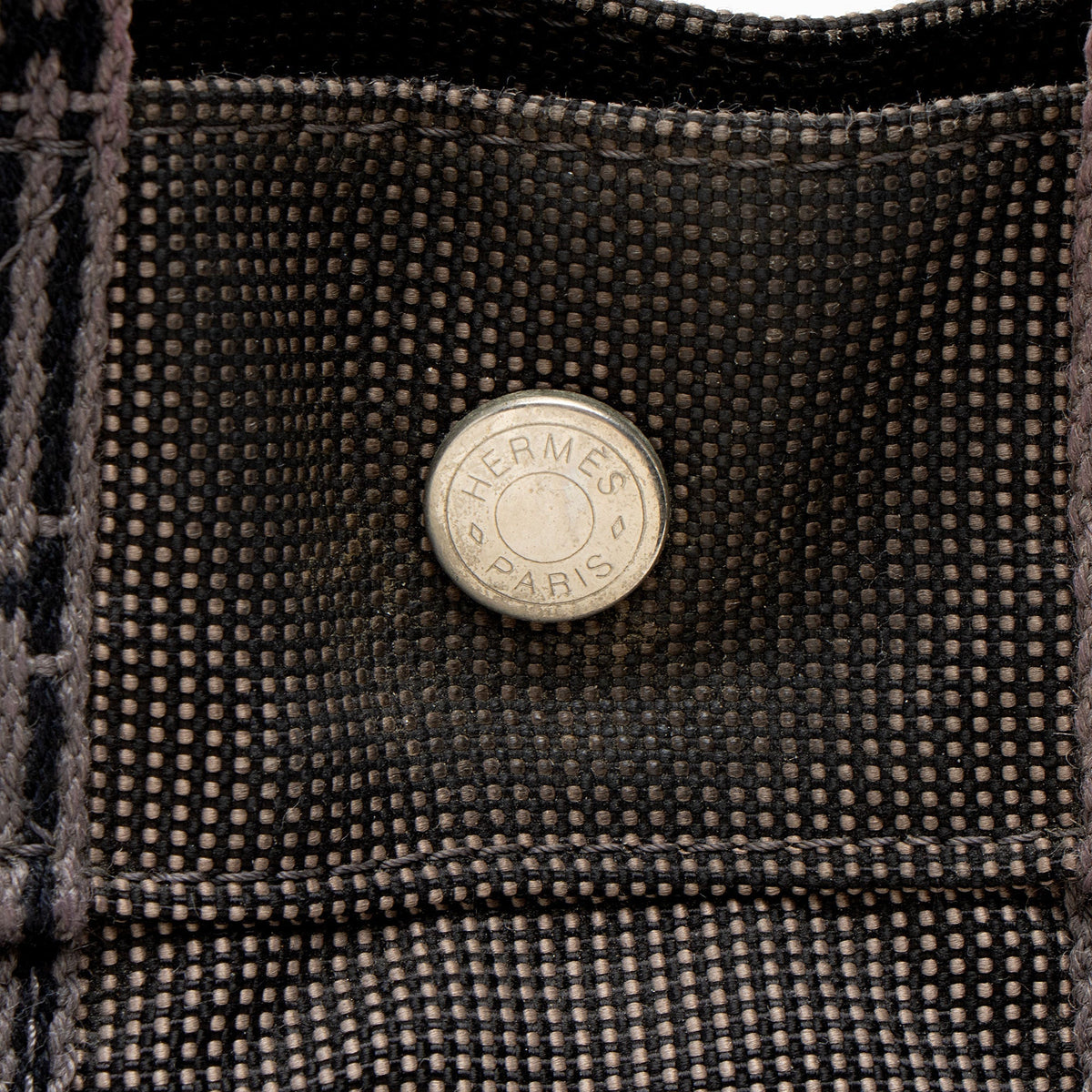 Hermes Vintage Canvas Herline PM Tote Bag - Black/Grey