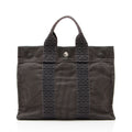 Hermes Vintage Canvas Herline PM Tote Bag - Black/Grey
