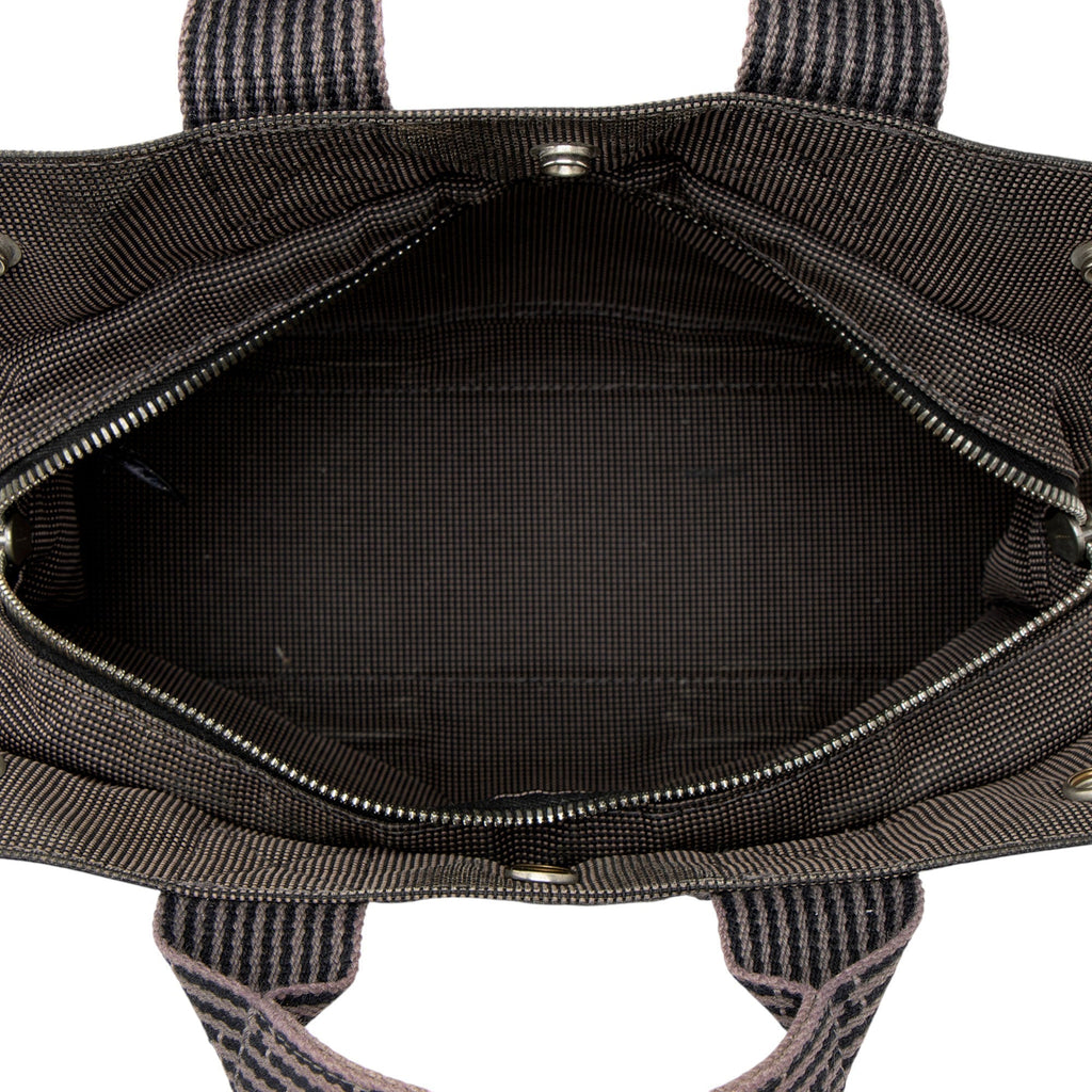 Hermes Vintage Canvas Herline PM Tote Bag - Black/Grey