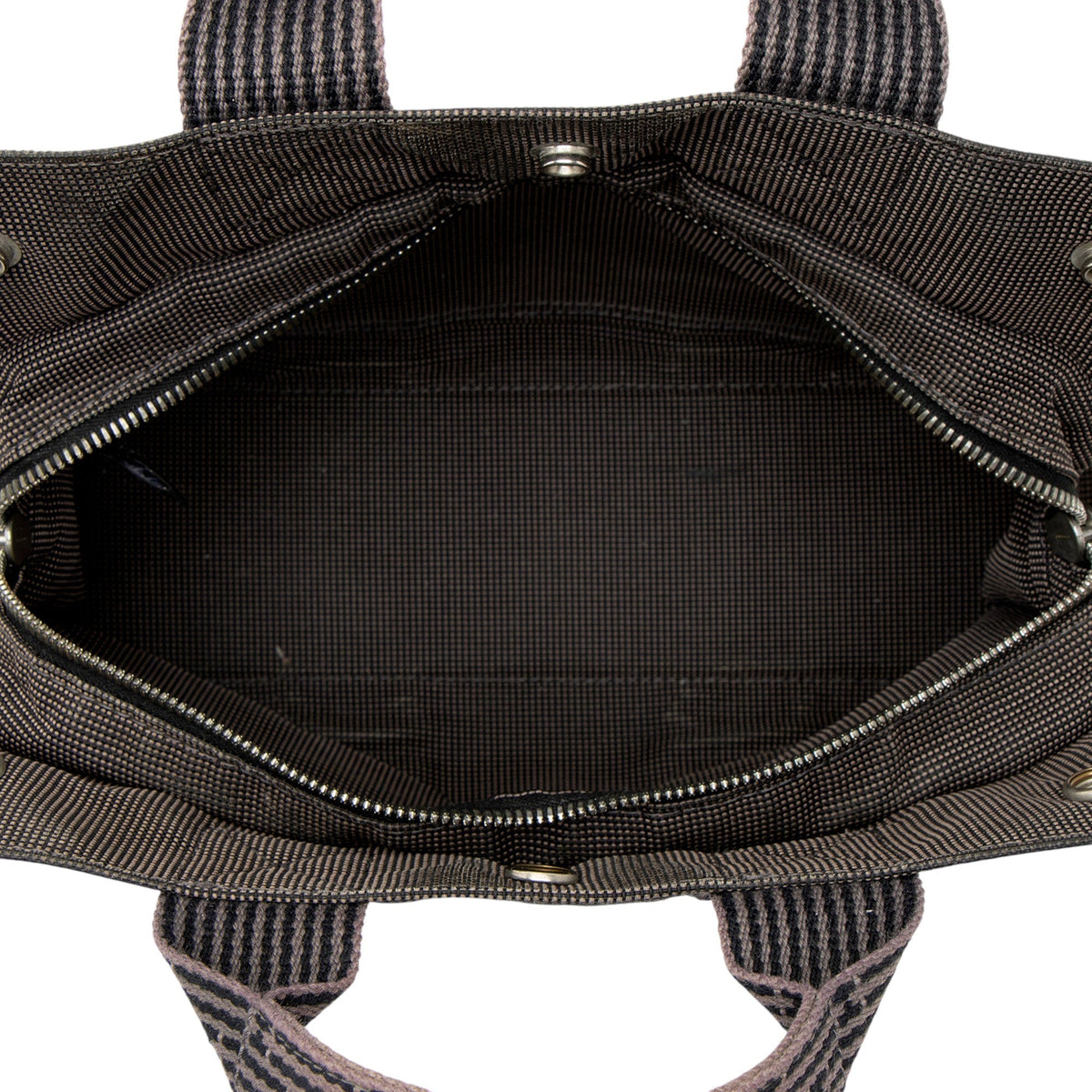 Hermes Vintage Canvas Herline PM Tote Bag - Black/Grey