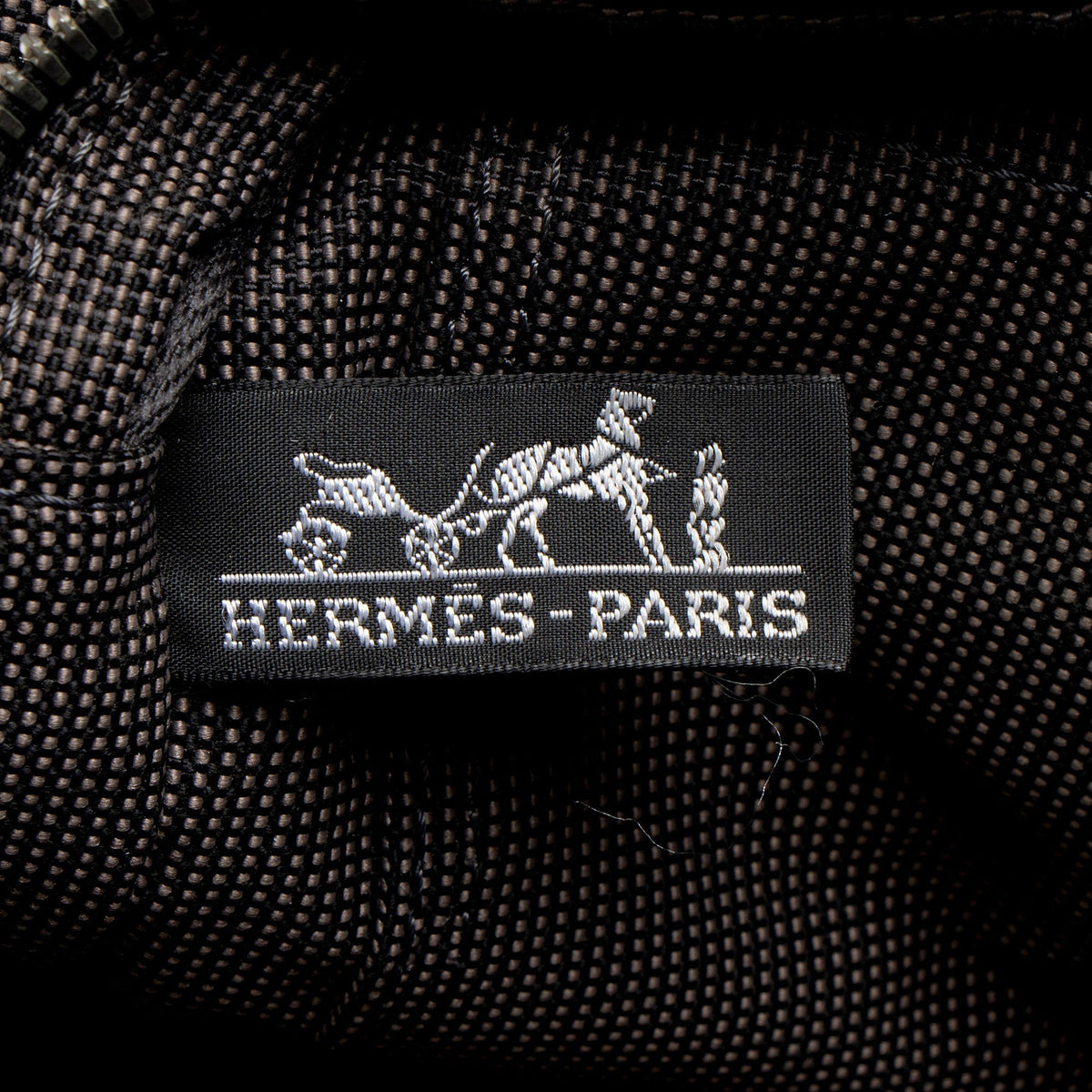 Hermes Vintage Canvas Herline PM Tote Bag - Black/Grey