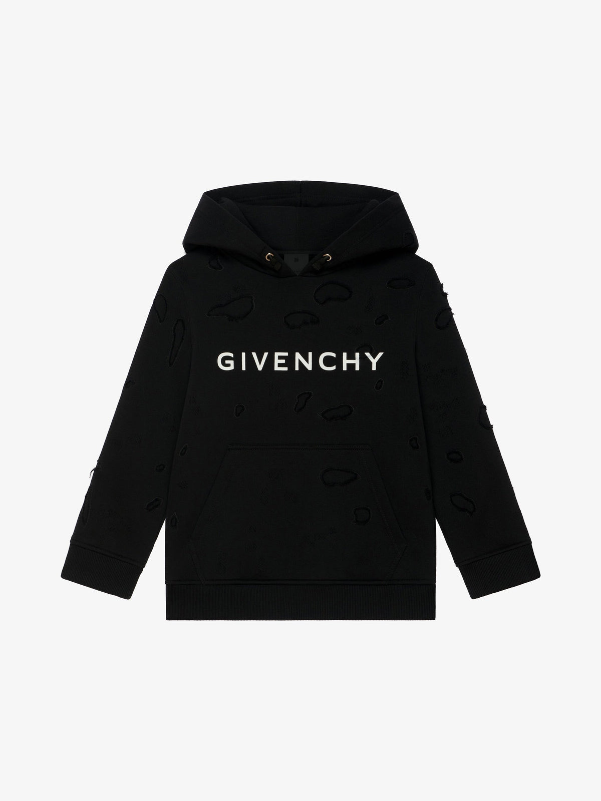 GIVENCHY hooded sweatshirt in partly destroyed fleece Kids Apparel