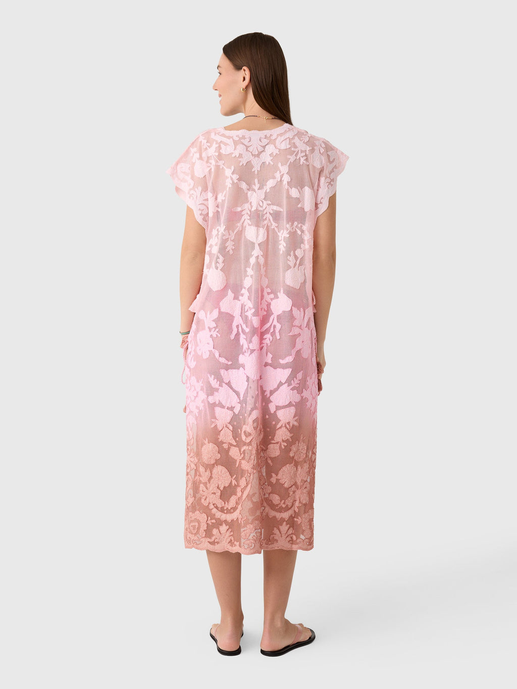 Juliet Dunn Women's Net Narrow Embroidered Poncho