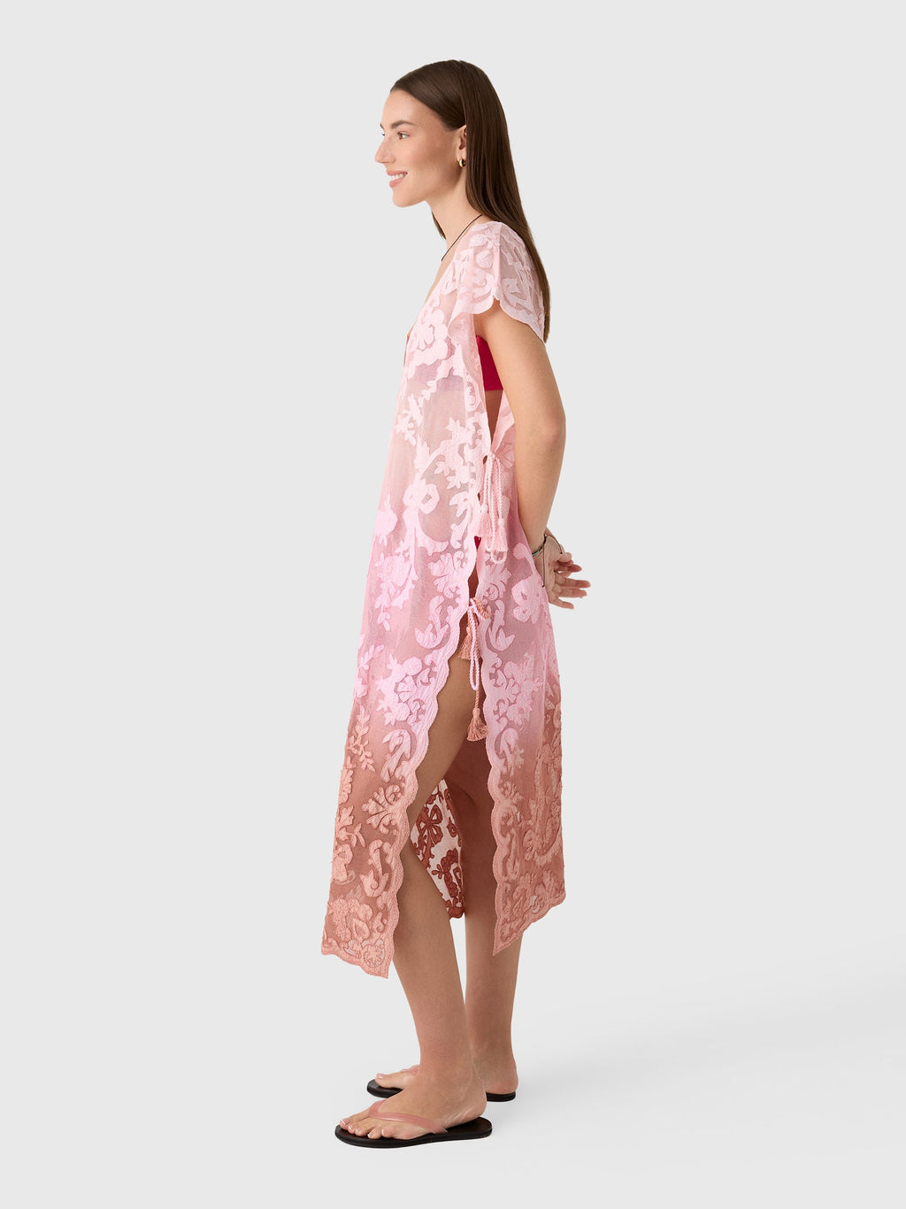 Juliet Dunn Women's Net Narrow Embroidered Poncho