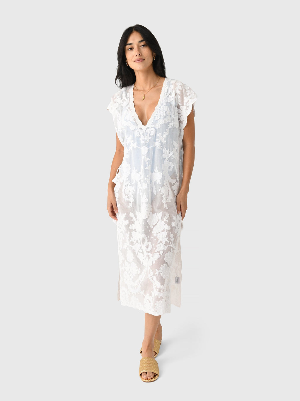 Juliet Dunn Women's Net Narrow Embroidered Poncho
