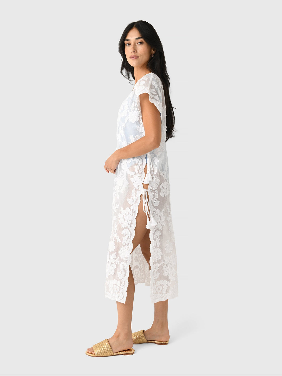 Juliet Dunn Women's Net Narrow Embroidered Poncho