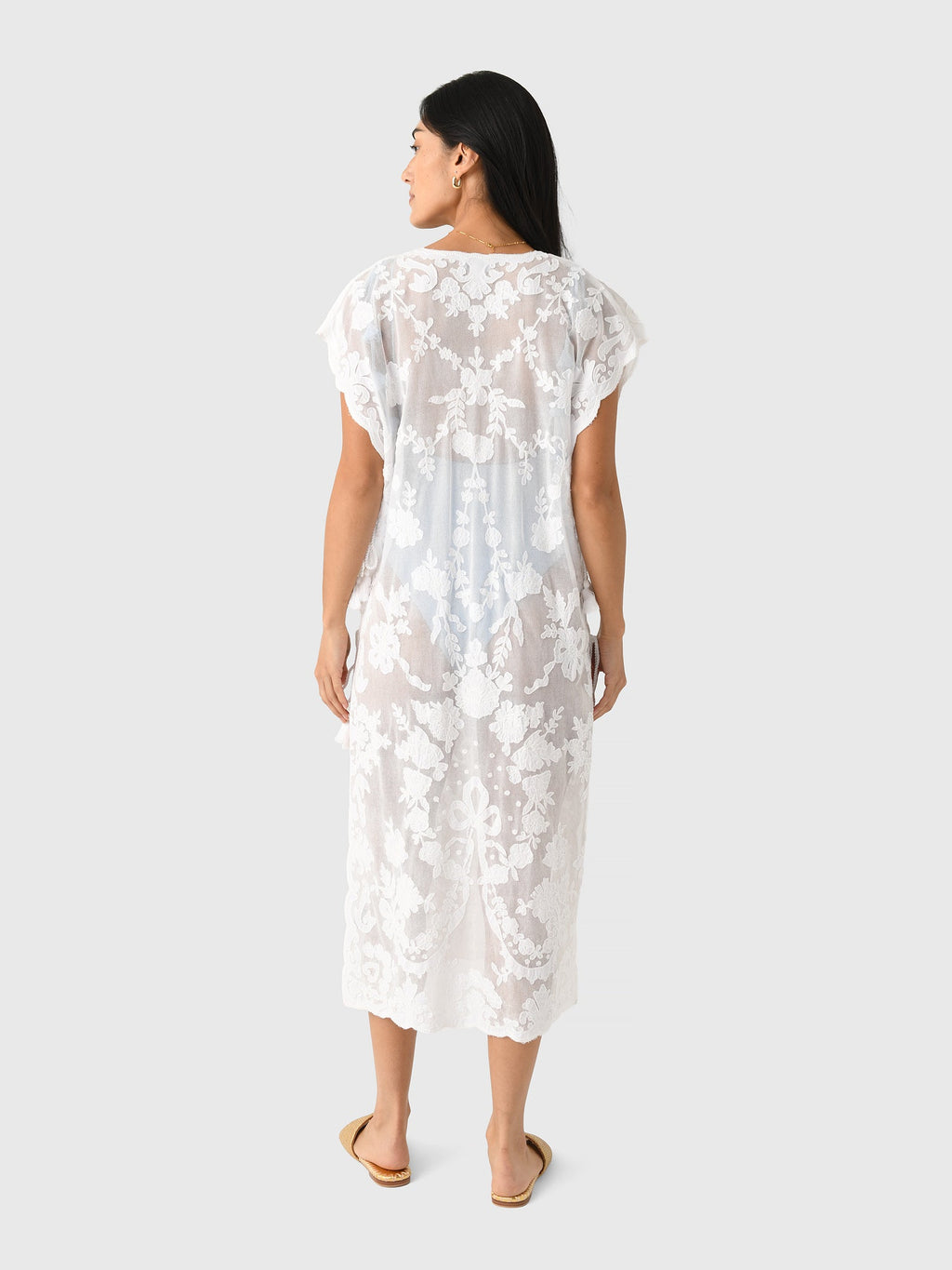 Juliet Dunn Women's Net Narrow Embroidered Poncho