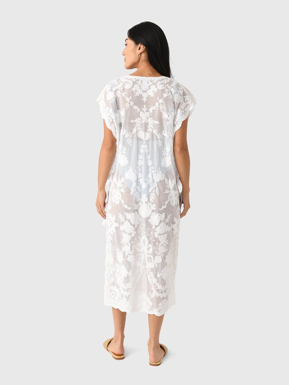 Juliet Dunn Women's Net Narrow Embroidered Poncho
