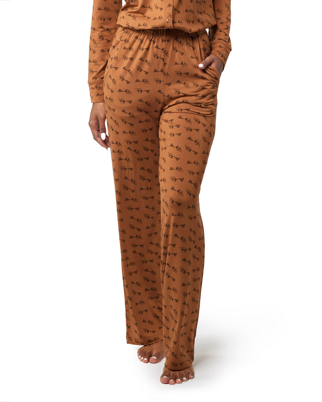 SIGNATURE PAJAMAS LONG - BROWN