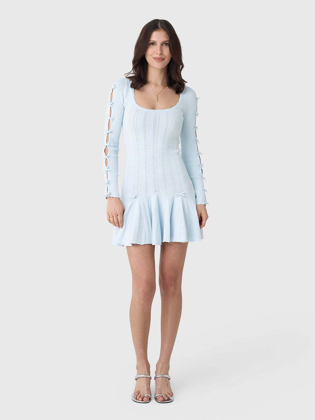 LoveShackFancy Women's Seychelle Ribbed Pointelle Mini Dress