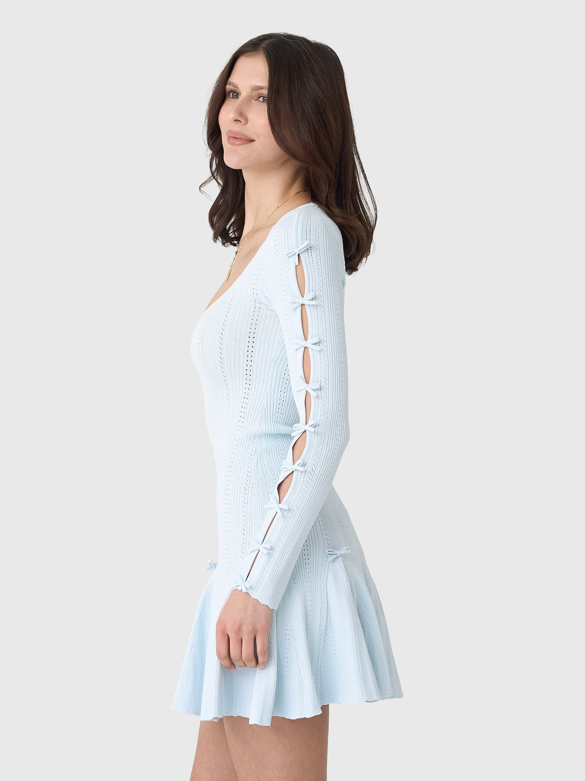 LoveShackFancy Women's Seychelle Ribbed Pointelle Mini Dress
